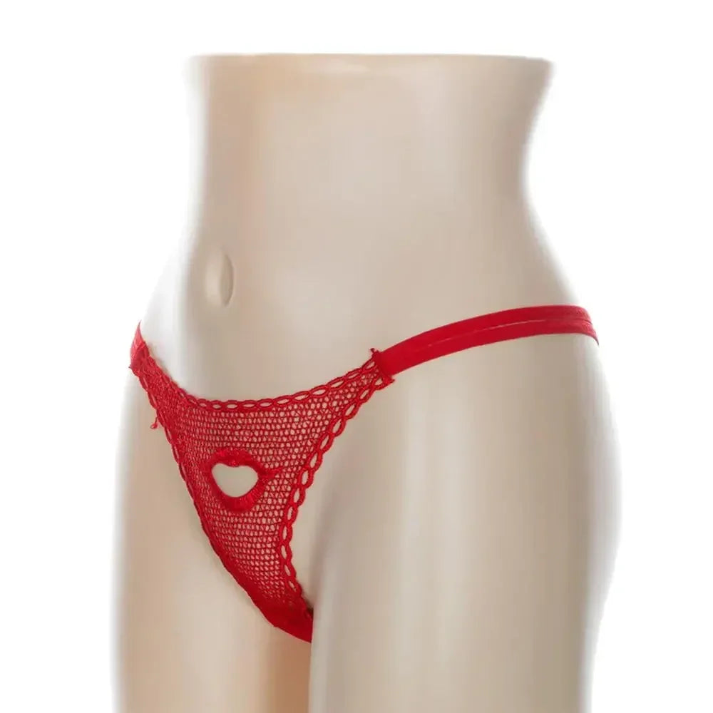 Saint-Valentin Créatif Bikini Sexy Femme Dentelle Sous-vêtements Rose String Culotte String Ficelle V-string