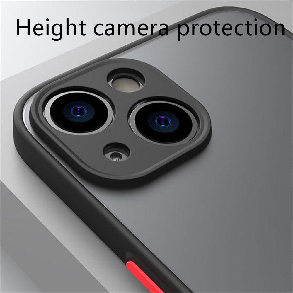 Coque antichoc pour iPhone 14 13 12 11 Pro Max XR XS X, noire, de luxe, avec pare-chocs en silicone, coque arrière rigide transparente