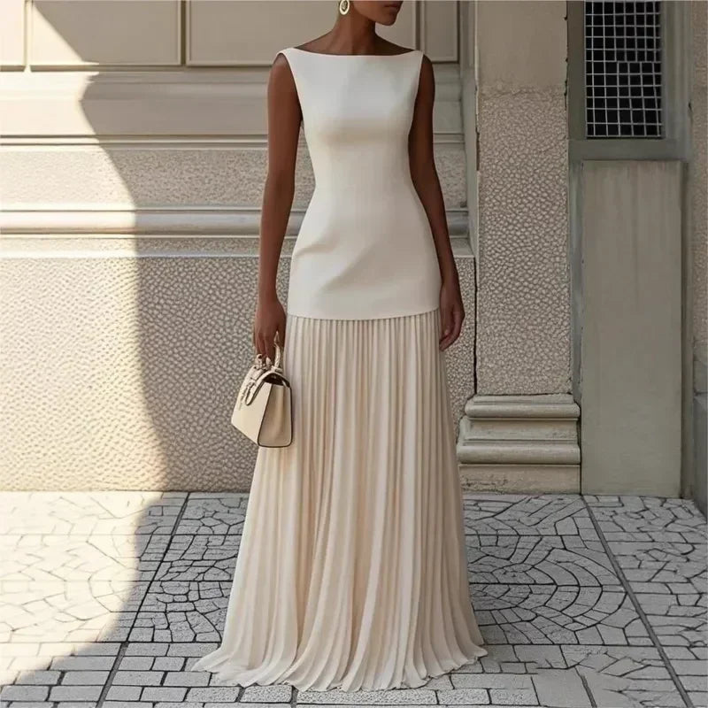 Robe de soirée longue sans bretelles pour femme, élégante robe de mariée, décontractée, ample, plissée, longue, élégante
