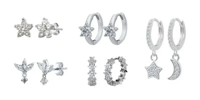 Boucles d'oreilles créoles tendance en argent sterling 925 avec aiguille d'oreille en cristal blanc de luxe pour femme, cadeau de bijoux de mariage