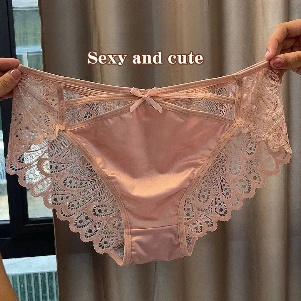 Short en soie grande taille pour femme, sexy, en dentelle évidée, respirant, culotte en satin