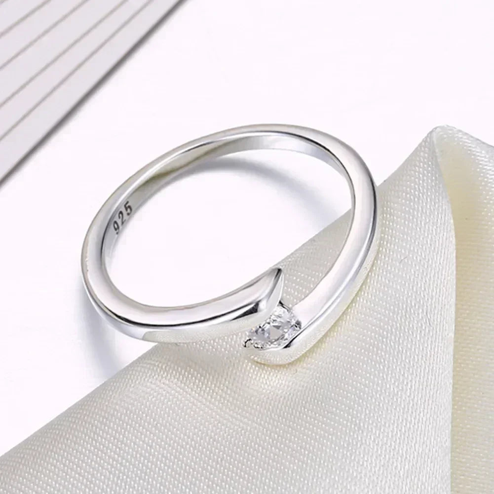 Bague en argent sterling 925 pour femme, tailles 7 à 10, fine, simple, zircon brillant, bijoux de mode, cadeau de mariage, breloque, accessoires de fête, vente en gros