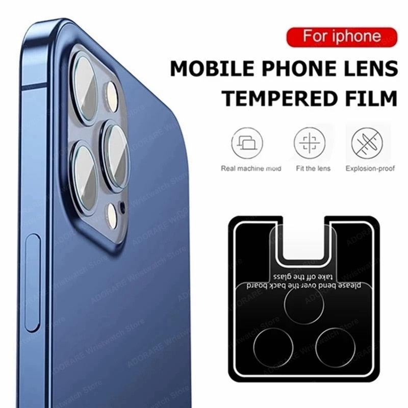 Lot de 3 verres de protection d'objectif pour iPhone 14 Pro Max 13 12 11 Pro Max, protection d'objectif d'appareil photo pour iPhone 13 12 14 Plus 14 Pro, verre trempé de qualité supérieure, film circulaire.