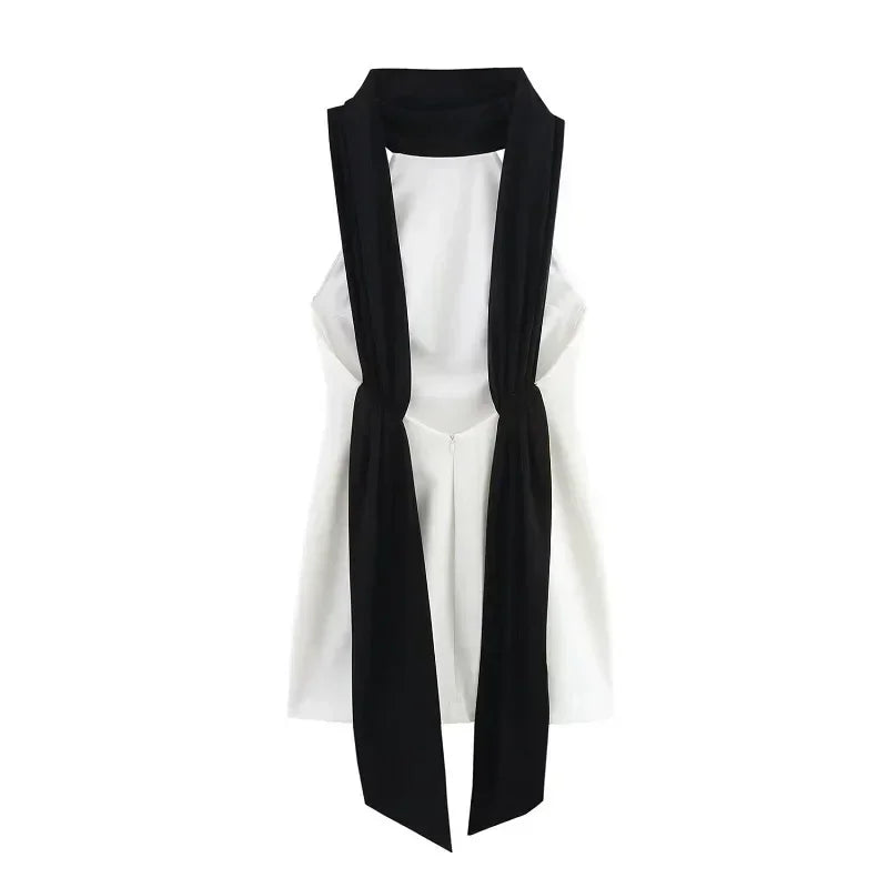 MUJER Robe Courte Blanche Dos Nu Femme Halter Robes de Soirée Élégantes pour Femmes Robe Mini Épaules Dénudées Femme Nouveautés Robes Femme