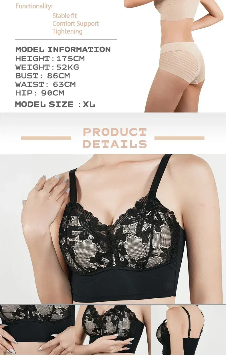 Soutien-gorge sans armature en dentelle grande taille pour femmes, bonnet B-C, couverture complète, fin, ajustable, soutien-gorge de poitrine