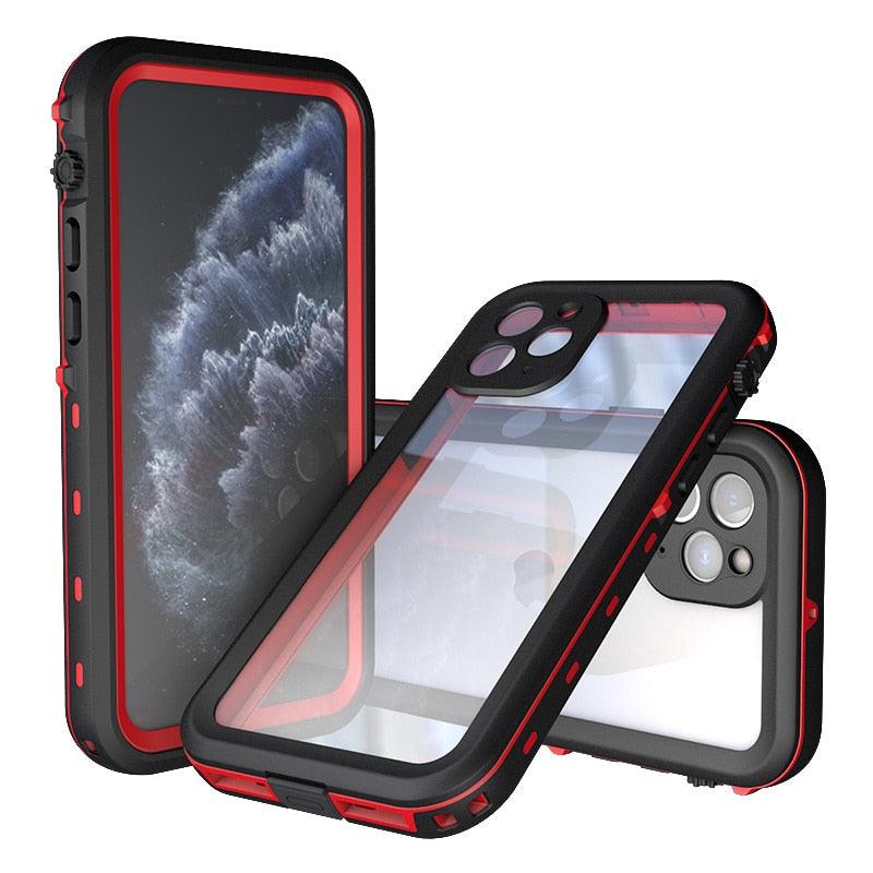 Coque étanche pour iPhone 14 13 12 11 Pro Max 14Plus 12Pro Coque durable étanche Sport 360 Protection iPhone12 Mini Coque étanche pour iPhone résistante aux chutes Arrière transparent