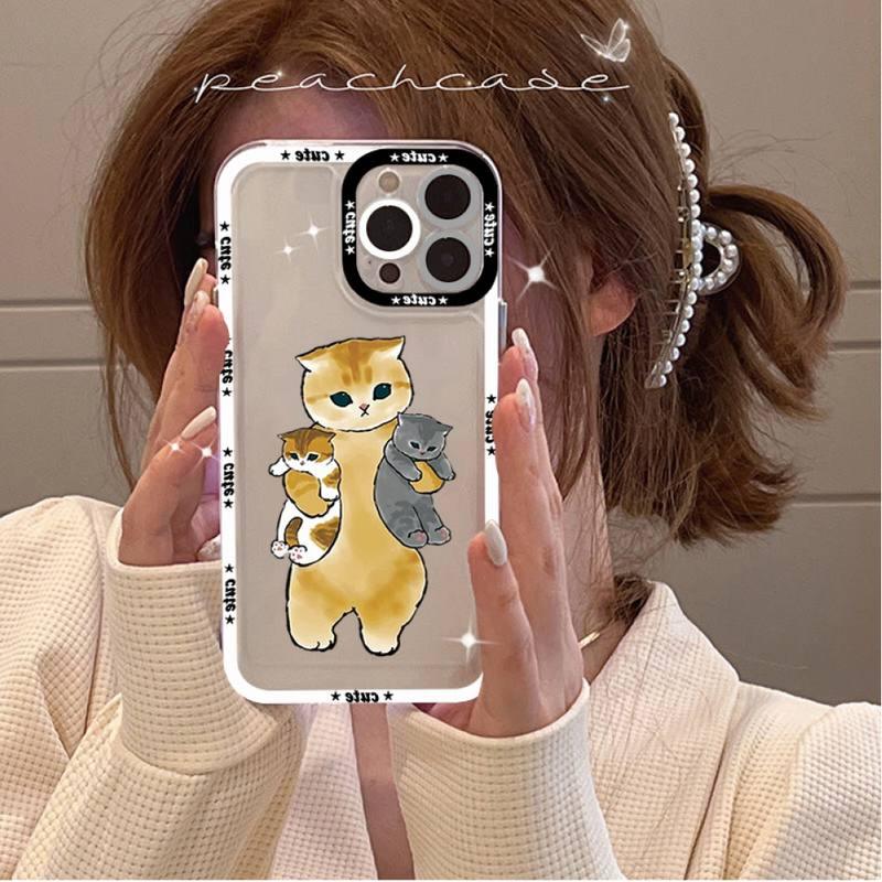 Coque de téléphone mignonne de chat pour iPhone 11 12 13 Mini Pro Max 14 Pro Max Étui coque de téléphone imprimable vierge en caoutchouc souple poli et cool