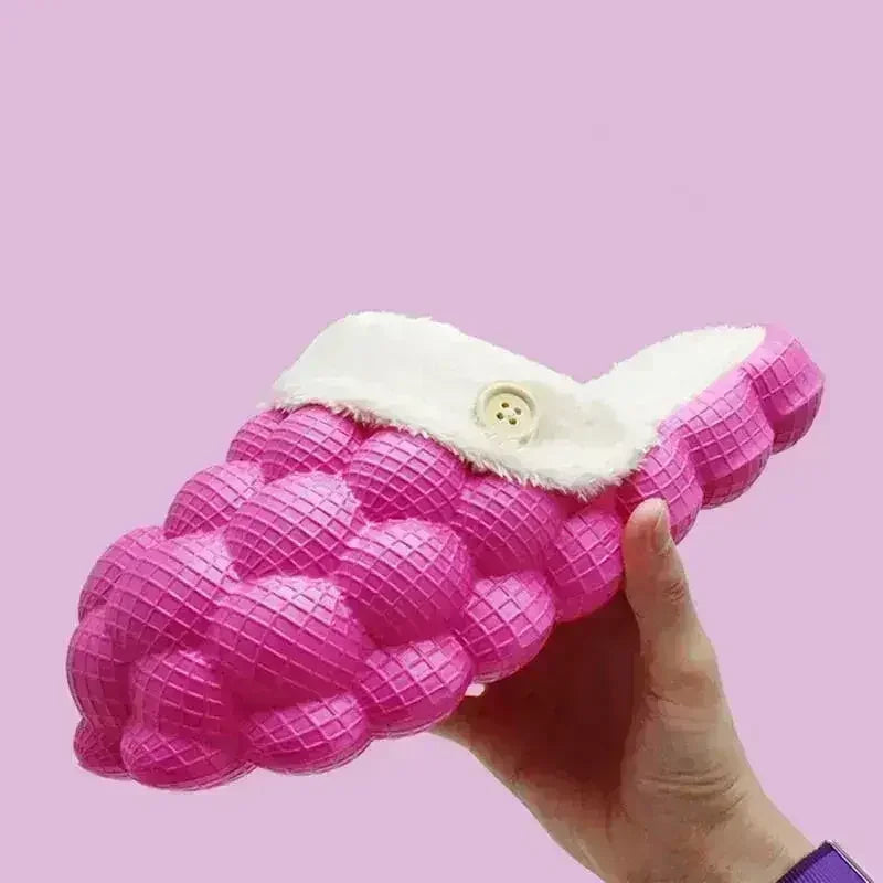 Chaussons à bulles antidérapants en coton chaud pour la maison