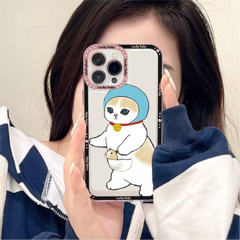 Coque de téléphone mignonne motif chat pour iPhone 11 12 13 Mini Pro Max 14 Pro Max Coque en forme de dessin animé Housse souple transparente Coque ultra fine flexible anti-rayures pour iPhone