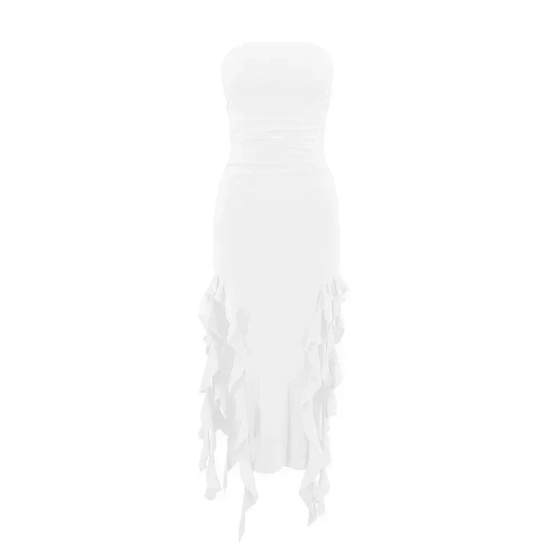 BWQ Robes longues pour femmes, fendues, sexy, moulantes, sans manches, robe méduse, mode pour filles chaudes, robe longue femme épaules dénudées