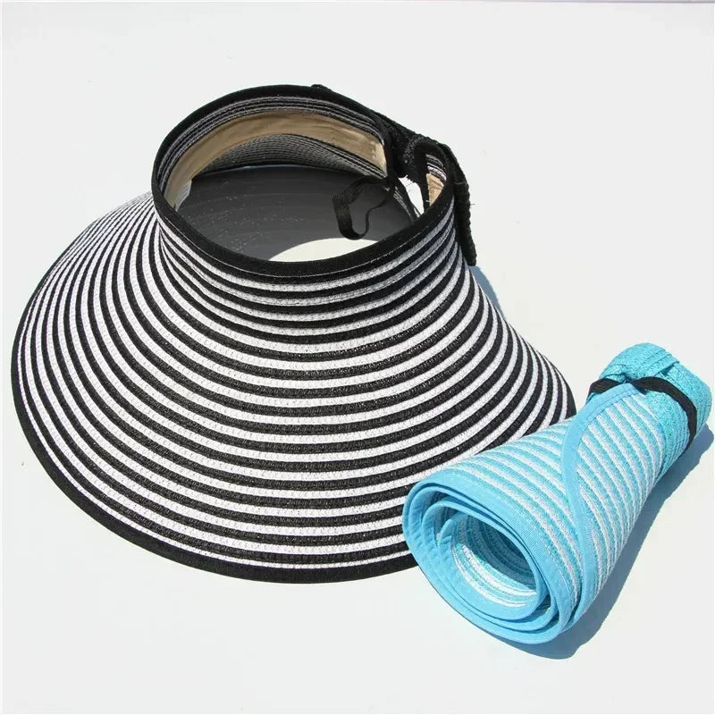 Chapeau d'été pour femme, grand bord, pliable, respirant, haut vide, protection solaire, accessoires de plage, visière pare-soleil décontractée d'extérieur, nouveau
