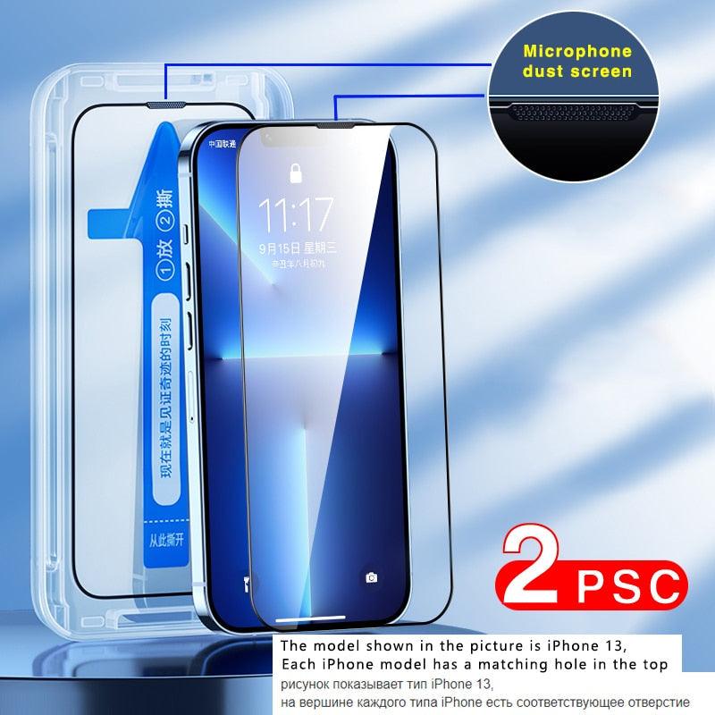 2 pièces, protection d'écran complète pour iPhone 11, 12, 13 PRO MAX, verre intimité pour iPhone 14 Pro, XS Max, XR, 13, 12 mini, verre trempé, film de protection d'écran en verre trempé, dureté 9H, protection d'écran anti-rayures.