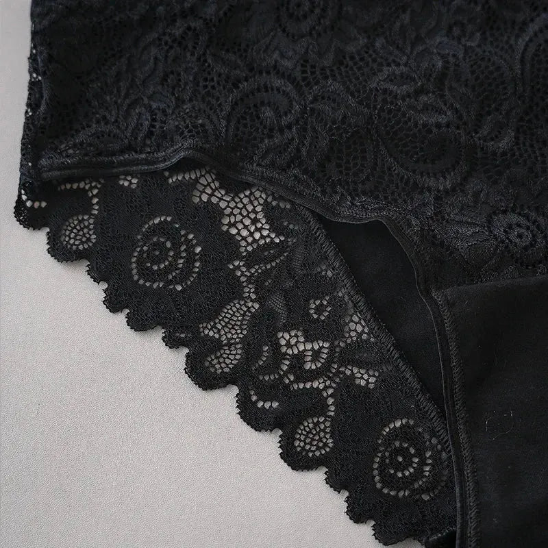 Lot de 3 slips de luxe en dentelle brodée florale pour femme, culottes sexy ajourées, lingerie féminine, sous-vêtements respirants pour femme