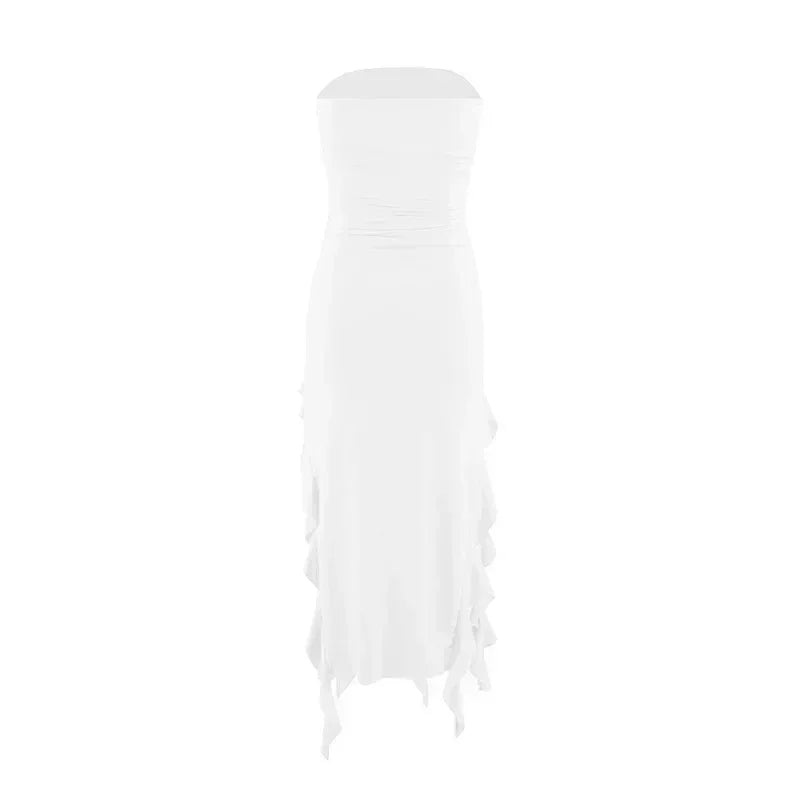 BWQ Robes longues pour femmes, fendues, sexy, moulantes, sans manches, robe méduse, mode pour filles chaudes, robe longue femme épaules dénudées