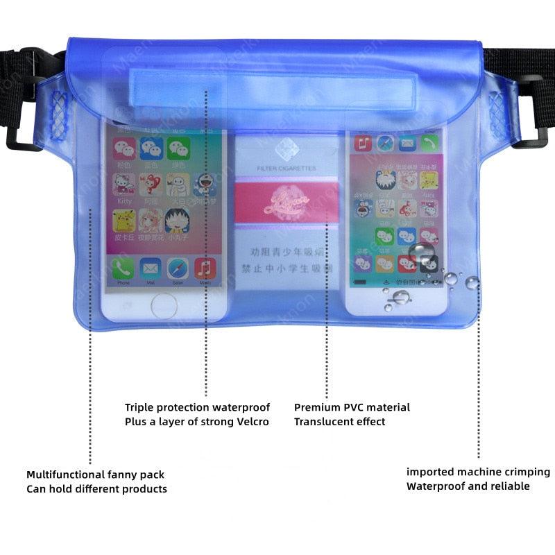 Sac banane étanche avec écran tactile pour téléphone, ceinture réglable, 3 couches d'étanchéité élevée, sac de natation, grande taille, sac de protection transparent pour téléphone portable iPhone