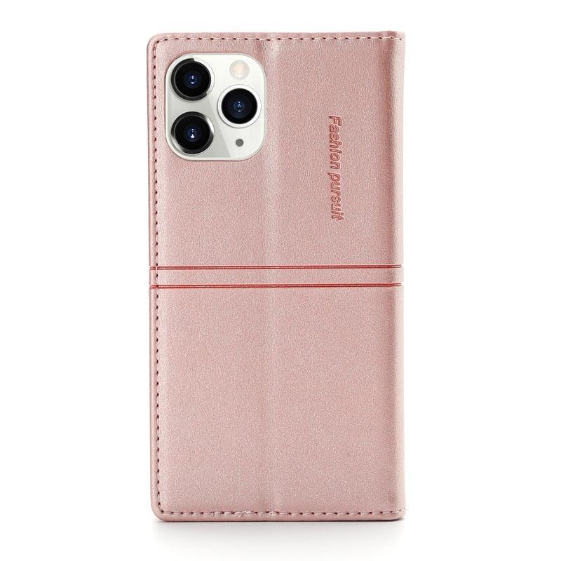 Étui portefeuille en cuir à rabat magnétique avec fentes pour cartes pour iPhone 14 13 12 11 Pro Max, élégant, rétro, avec rabat magnétique invisible, en cuir PU souple de qualité supérieure pour iPhone