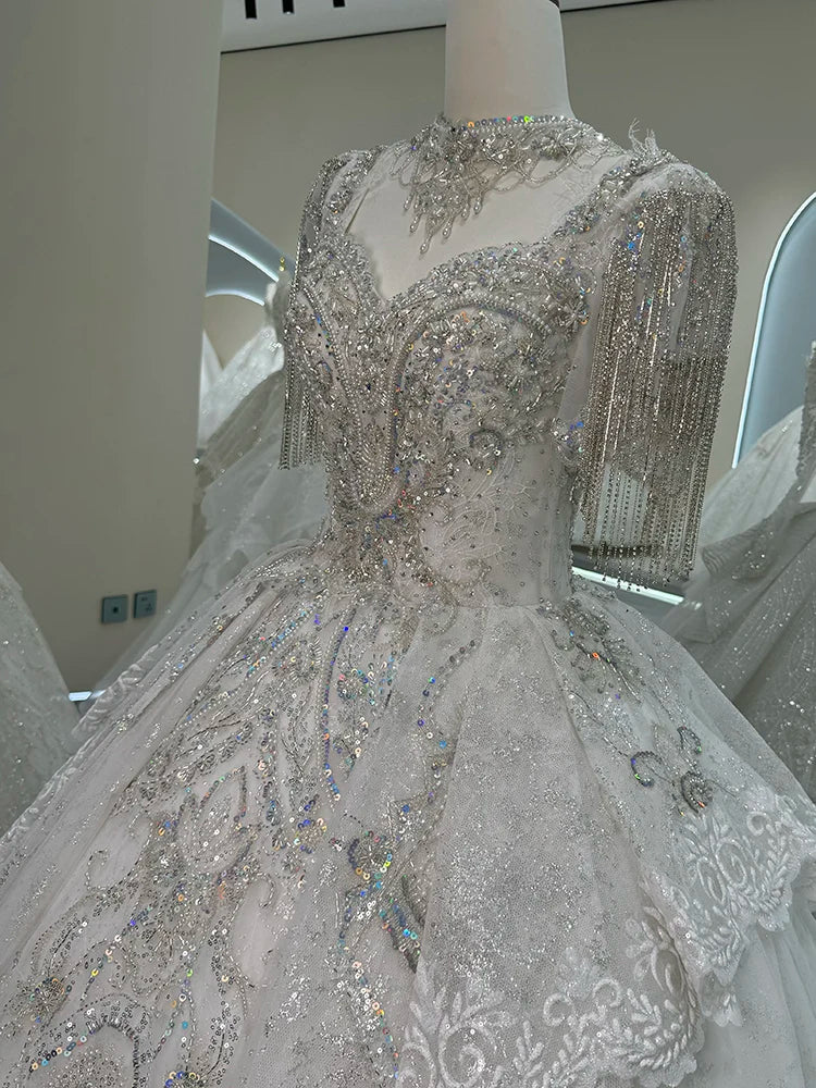Robe de mariée française de luxe à épaules dénudées EDW325