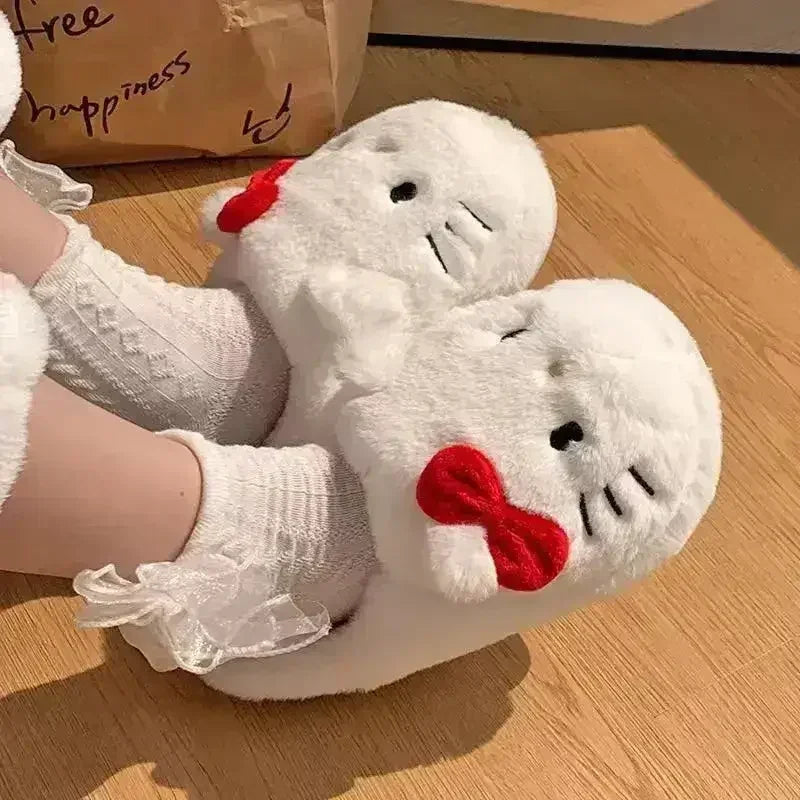 Chaussons en peluche Sanrio Hellokitty