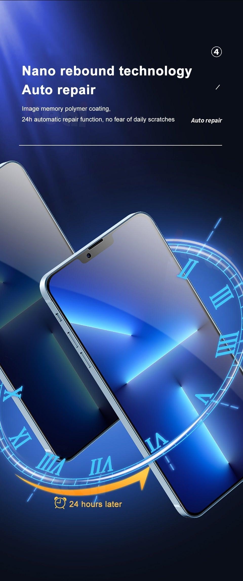 Film de protection intégral pour iPhone 13 Pro Max, 12, 11 Pro Max, Mini, XR, X, XS Max, 8, 7, 6, 6S Plus, SE 2022 – Film souple de protection d'écran.
