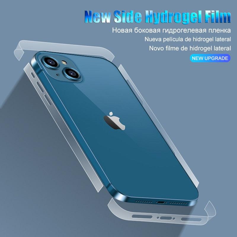 Film arrière intégral pour iPhone 13 12 Pro Max Mini Accessoires de téléphone portable Film latéral non-protecteur d'écran en verre Ultra-mince Transparent/Mat Film latéral et arrière Autocollant de bordure anti-rayures