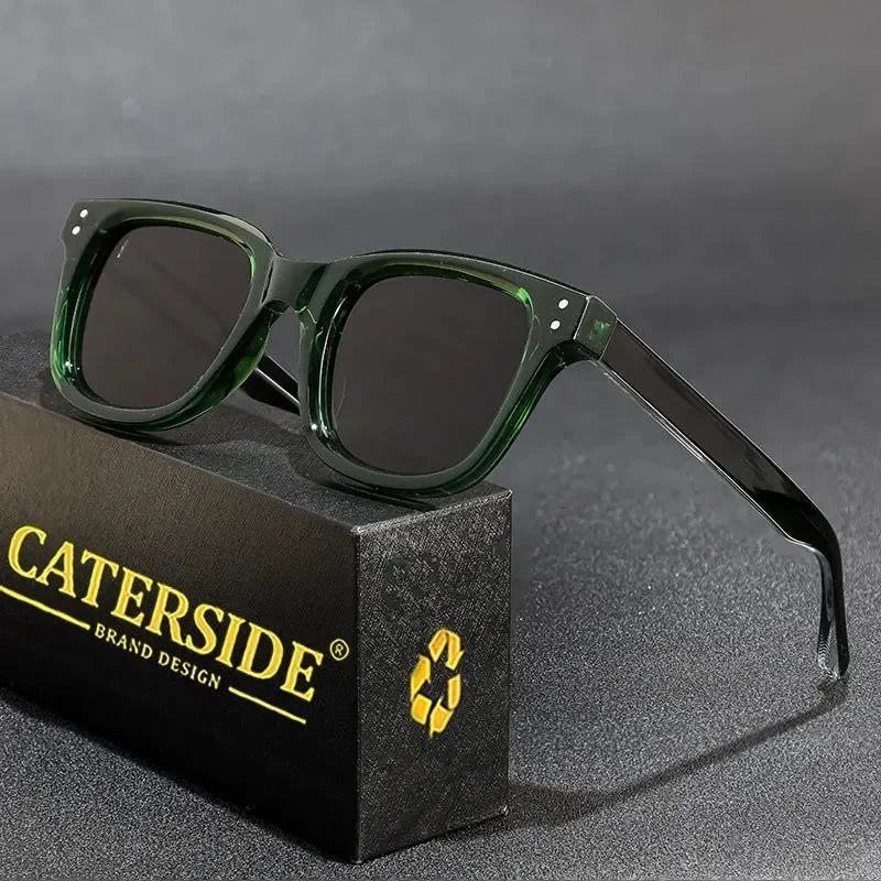 Lunettes de soleil rétro carrées CATERSIDE Hommes Grand Cadre Design Insert de Noyau Branche Femmes Lunettes de soleil Voyage Fête Haute Qualité UV400