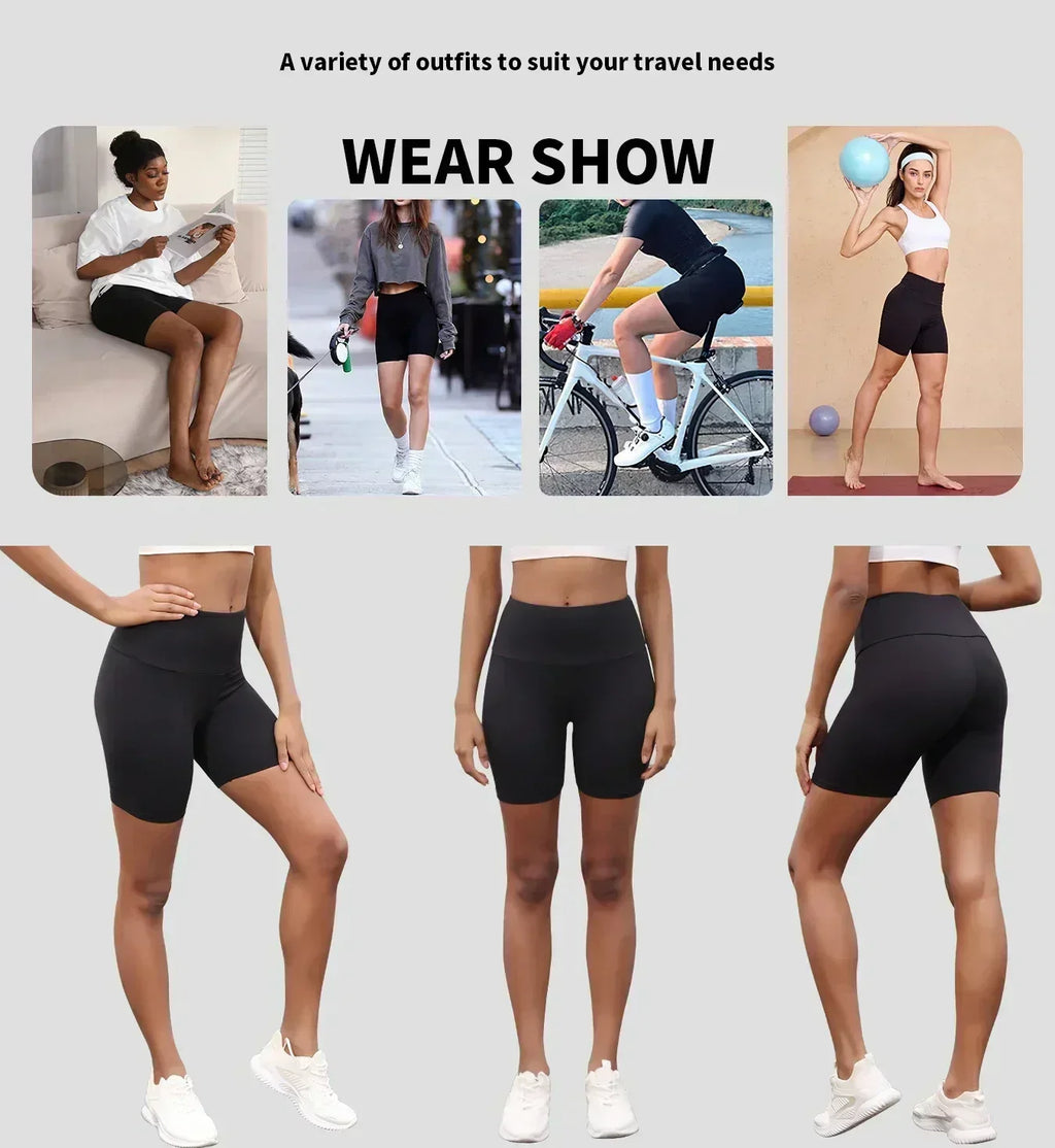 Lot de 3 shorts de motard taille haute super doux pour femmes, contrôle du ventre, non transparents, pour l'entraînement, le yoga, la course, le fitness, le push-up