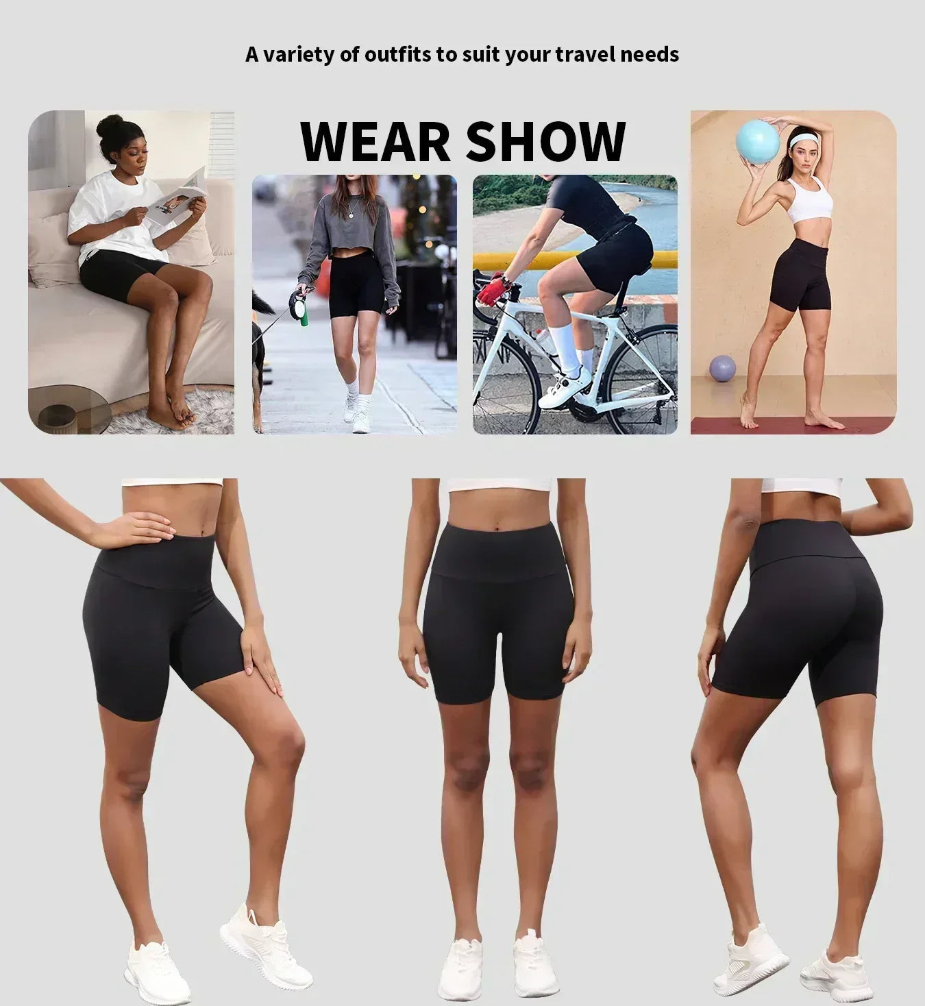 Lot de 3 shorts de motard taille haute super doux pour femmes, contrôle du ventre, non transparents, pour l'entraînement, le yoga, la course, le fitness, le push-up