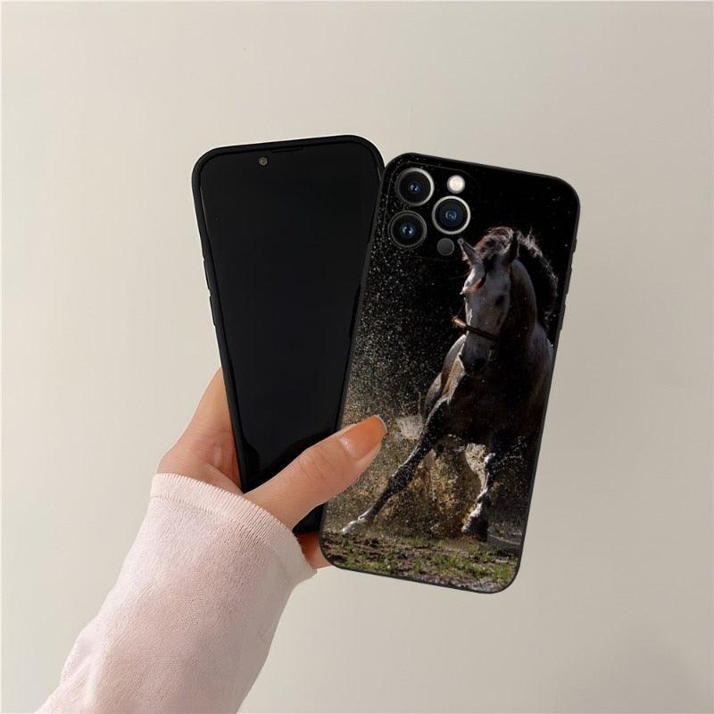 Coque Cool Cheval Animal pour Filles Garçons Femmes Hommes, Étui Unique Tendance Bumper Coque de Téléphone pour Iphone 13promax 11 14 12 Pro Max Mini Xr X Xs 7 8 6 6s Plus