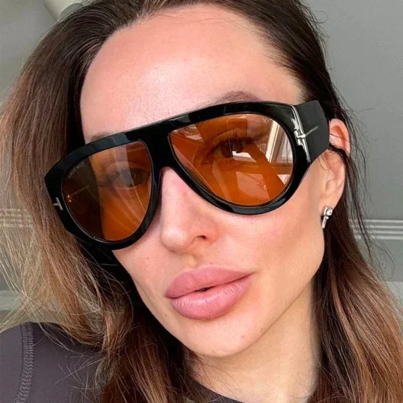 2024 Nouvelle Mode Grande Monture Pilote Lunettes de Soleil Marron Femme Homme Marque T Lunettes de Soleil Extérieur Femme Ombre Oculos De Sol Cadeaux