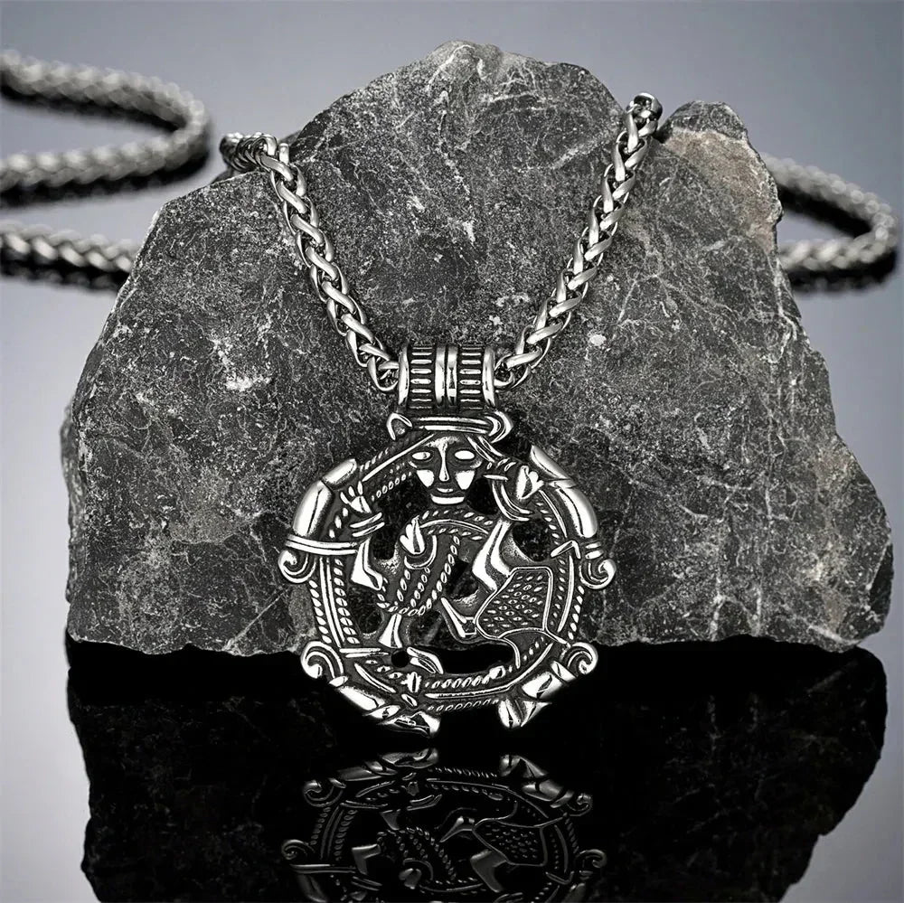 Colliers Viking Vintage Loki Creux Hommes Acier Inoxydable Mythologie Nordique Pendentif Trinité Amulette Bijoux Scandinaves Cadeaux Hommes