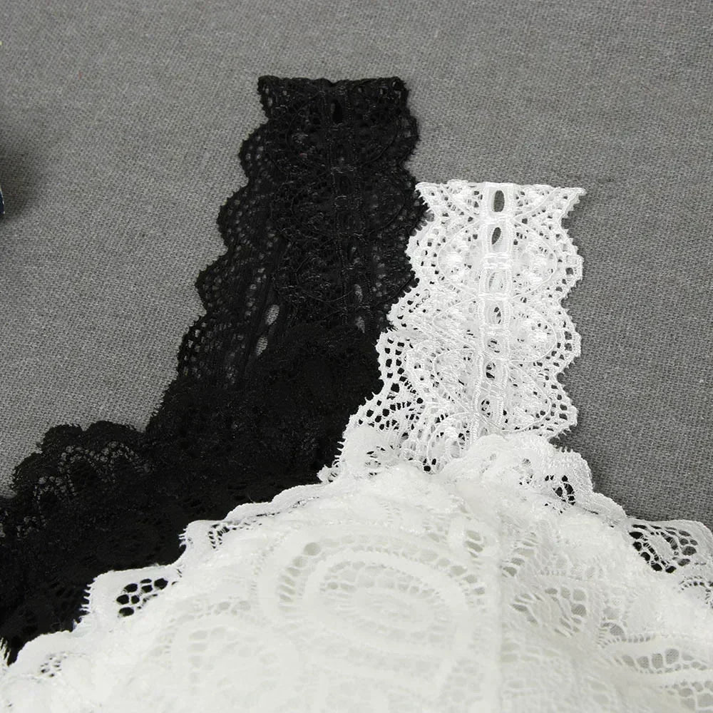 Nouveau débardeur sexy noir et blanc pour femmes, avec soutien-gorge rembourré en dentelle florale, débardeur en coton, gilet sexy décolleté en V en dentelle au crochet, décontracté.