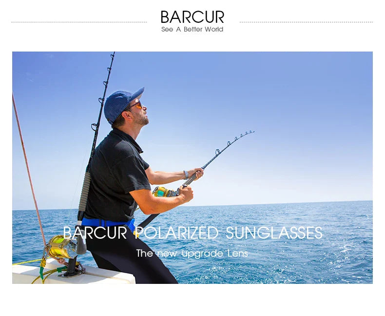 BARCUR Lunettes de Soleil Homme Rectangle Original Tendance Affaires – Polarisées Protection UV400 pour Conduite Randonnée Sports et Usage Quotidien – Lunettes Tendance Oculos De Sol avec Verres TAC Anti-Reflet