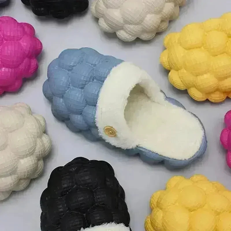 Chaussons à bulles antidérapants en coton chaud pour la maison