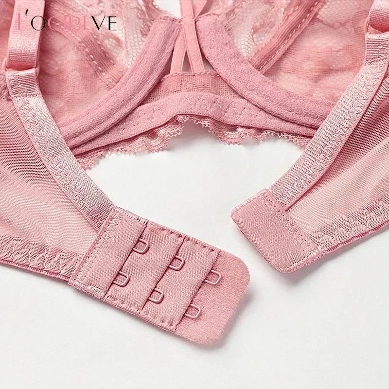 Logirlve Vente en gros 3 PIÈCES Sous-vêtements sexy Femme Soutiens-gorge en dentelle Soutien-gorge ajouré ultra-mince Lingerie femme Soutien-gorge grande taille