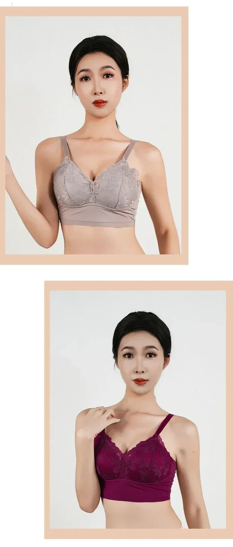 Soutien-gorge sans armature en dentelle grande taille pour femmes, bonnet B-C, couverture complète, fin, ajustable, soutien-gorge de poitrine