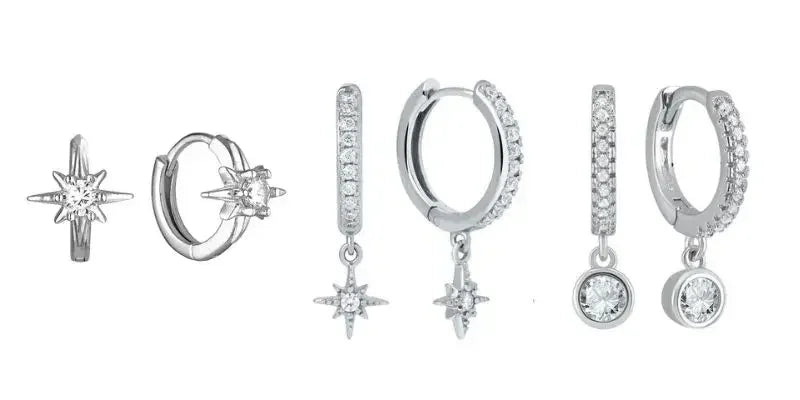 Boucles d'oreilles créoles tendance en argent sterling 925 avec aiguille d'oreille en cristal blanc de luxe pour femme, cadeau de bijoux de mariage