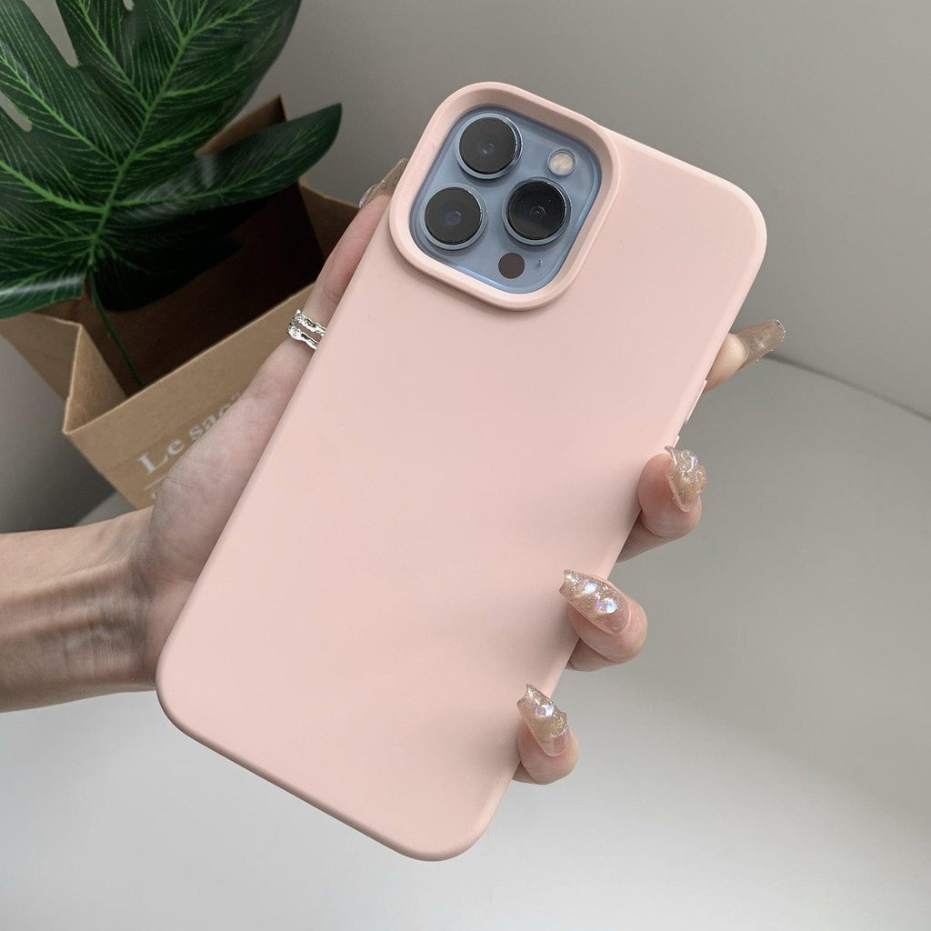 Coque de téléphone de base en caoutchouc souple et épais en silicone pour iPhone 14 13 Pro Max Coque de téléphone de luxe en silicone pour iPhone Coque de protection d'appareil photo classique de couleur unie