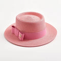 NOUVEAUX Chapeaux de paille Printemps Été pour femmes Surface ronde bosselée Dessus plat Nœud Papillon Robe Casquette Voyage Plage Soleil Chapeau Gorra