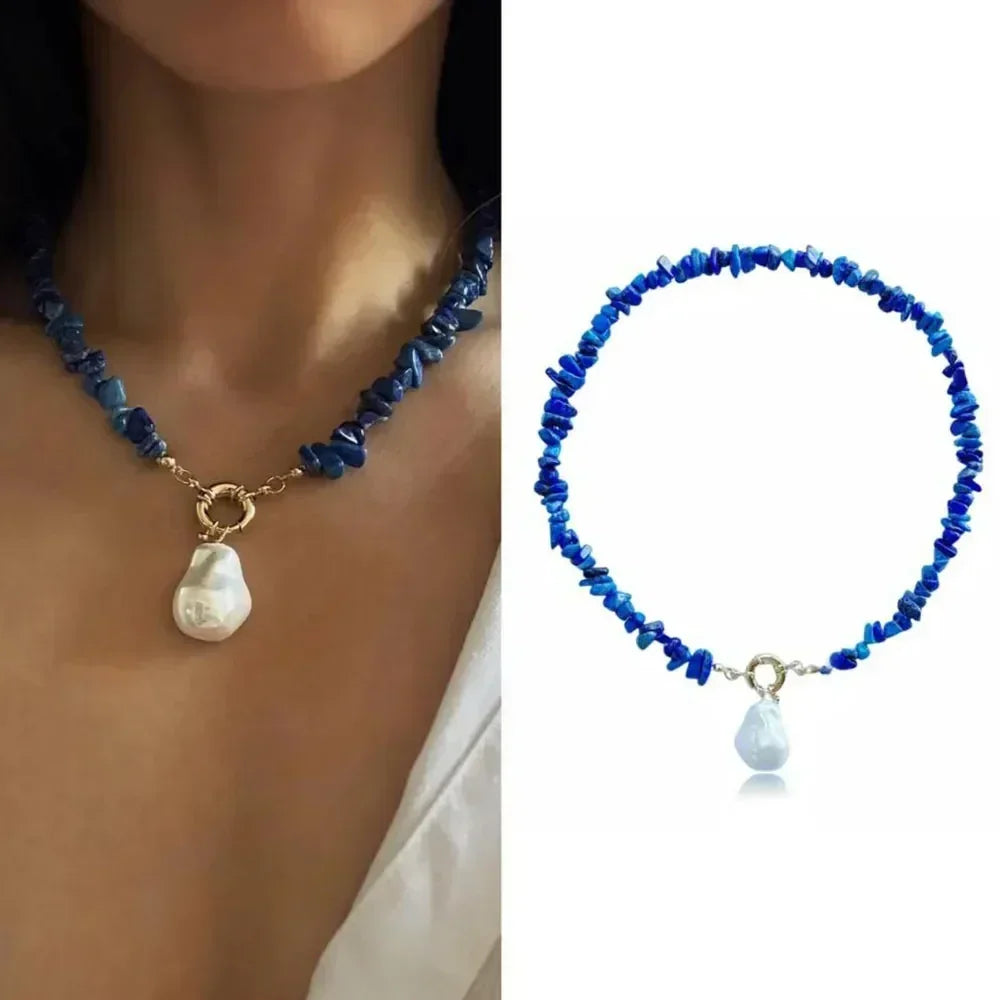 Élégant imitation Barlot Perle Pendentif Collier Ras du Cou Pierre Naturelle Chaîne Pour Filles Bijoux Tendance Vacances Mariage Cadeaux X0294