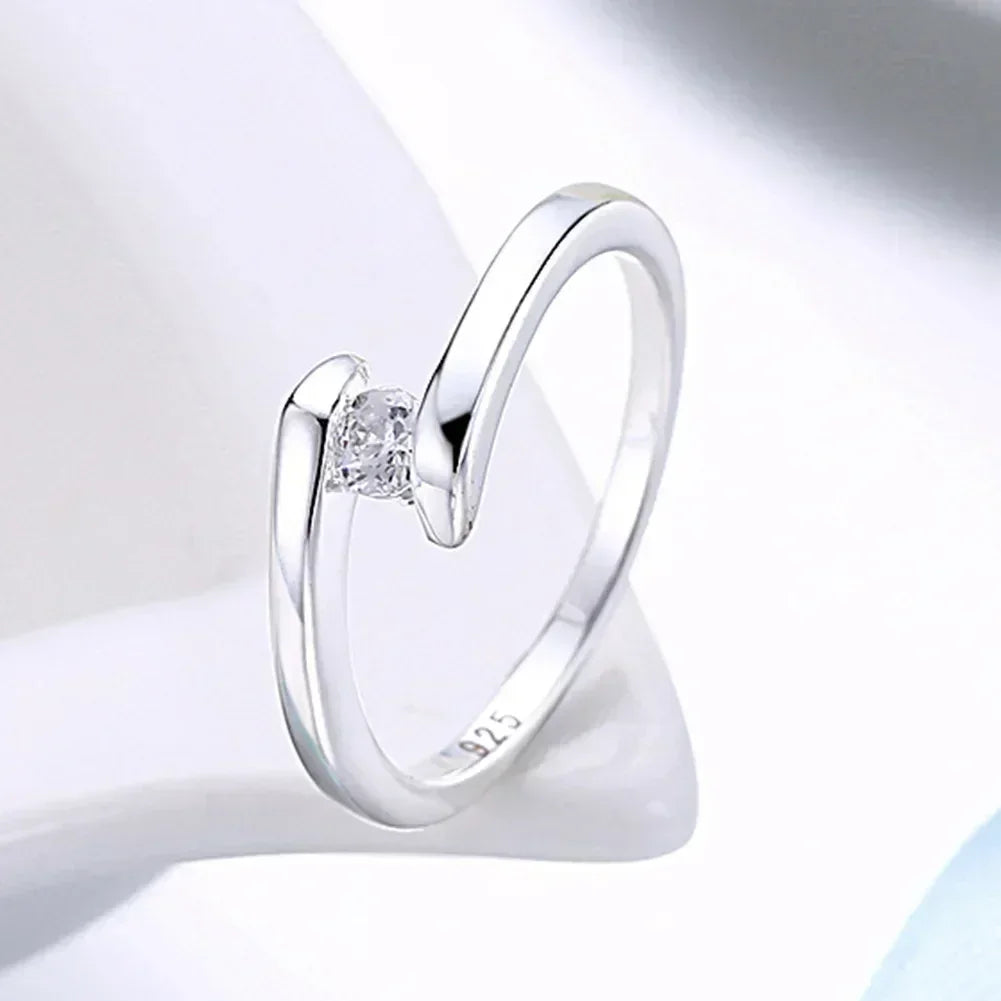 Bague en argent sterling 925 pour femme, tailles 7 à 10, fine, simple, zircon brillant, bijoux de mode, cadeau de mariage, breloque, accessoires de fête, vente en gros