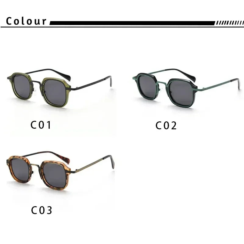 Caterside Lunettes de soleil polarisées rétro Punk pour hommes, monture métallique, verres carrés, mode, pour femmes, voyage en extérieur, conduite, protection UV400