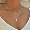 Collier pendentif multicouche sur chaîne pour femme, en cristal, zircon, cœur, étoile, breloque, superposition, bijoux de cou vintage, tendance