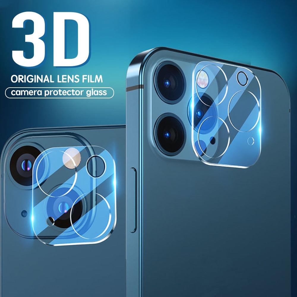 Protection d'objectif d'appareil photo arrière 3D HD pour iPhone 14 Pro Max Plus 13 12 11 Mini en verre trempé 9H n'affectant pas la prise de vue de nuit