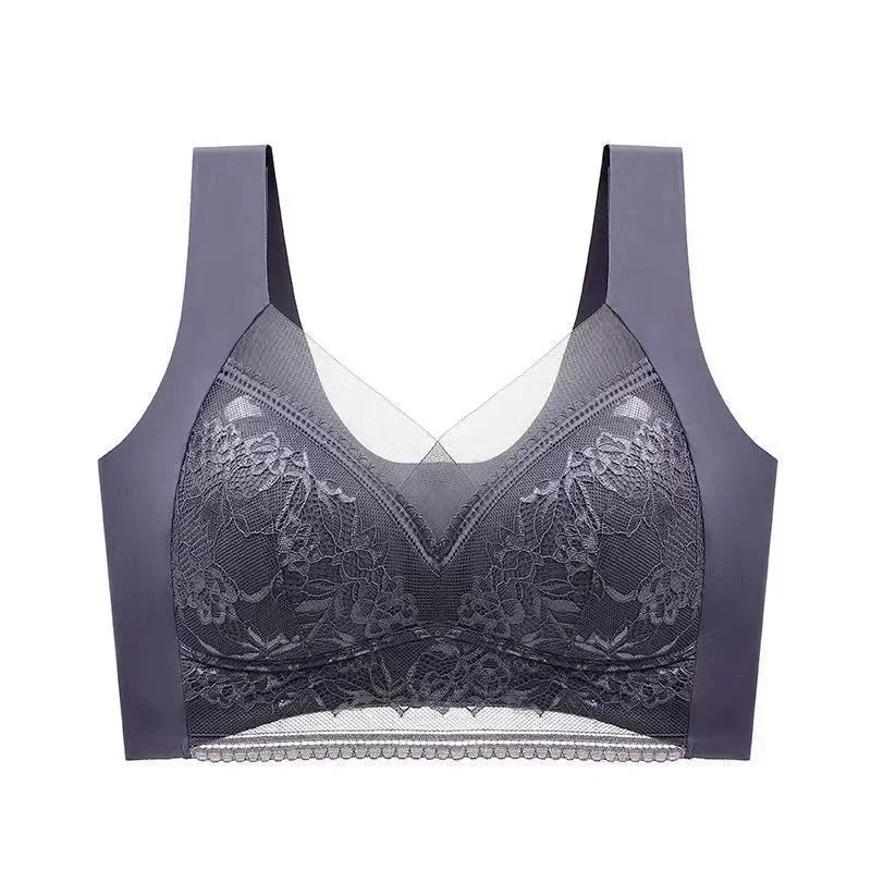 Soutien-gorge Grande Taille Femme L-5XL, Push-Up, Soie Glacée Sans Couture, Bralette Dentelle Sans Armature, Soutien-Gorge d'Été Grande Taille, Lingerie, Sous-vêtement 15019