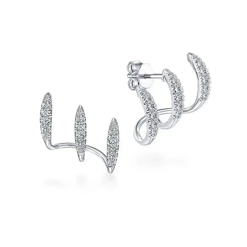Boucles d'oreilles clous en argent sterling 925 avec cristaux, boucles d'oreilles dorées, pierre AAA, design moderne, accessoires de mode, bijoux femme 2025