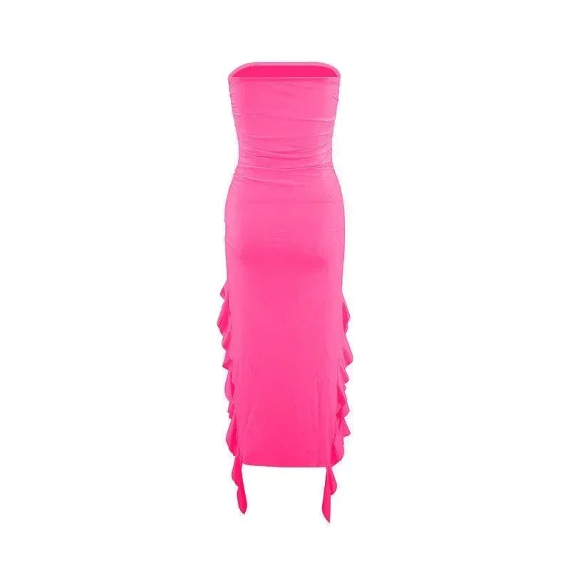 BWQ Robes longues pour femmes, fendues, sexy, moulantes, sans manches, robe méduse, mode pour filles chaudes, robe longue femme épaules dénudées