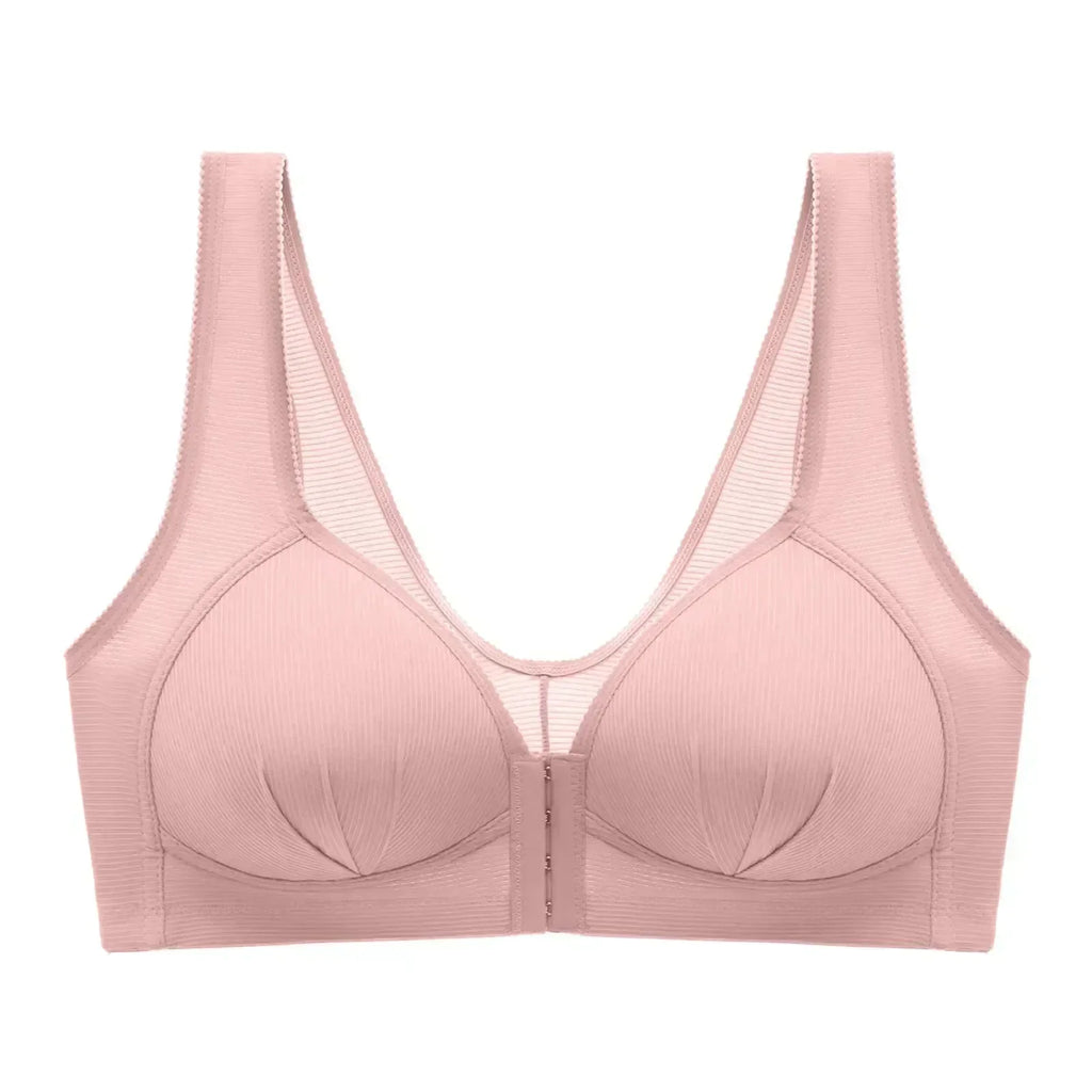 WTEMPO Soutien-gorge en coton grande taille fin sans armature avec boucle avant, sous-vêtement confortable et push-up, collection douce lingerie
