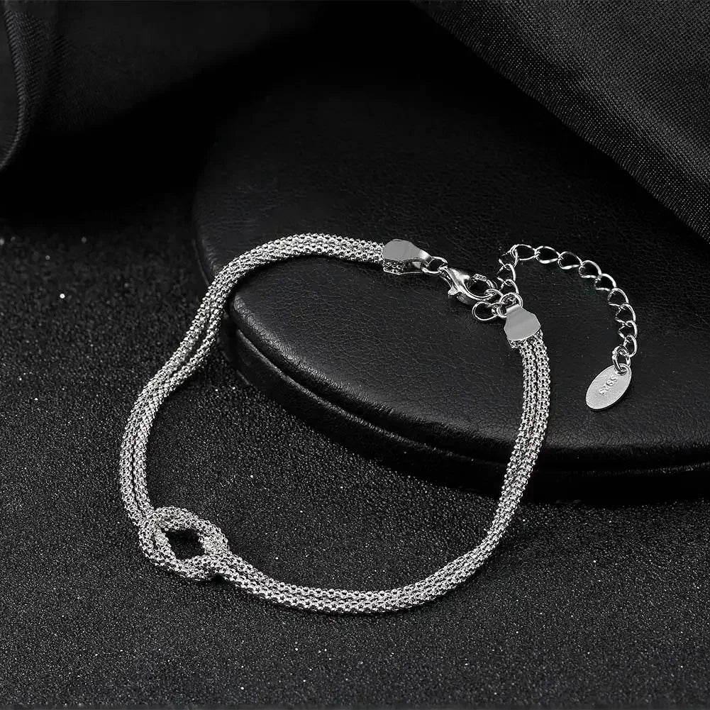 ORSA JEWELS Bracelet Double Couche Classique en Or 14K, Chaîne Épi de Maïs, Bijoux de Fête à la Mode en Argent Sterling 925 pour Femmes SB196