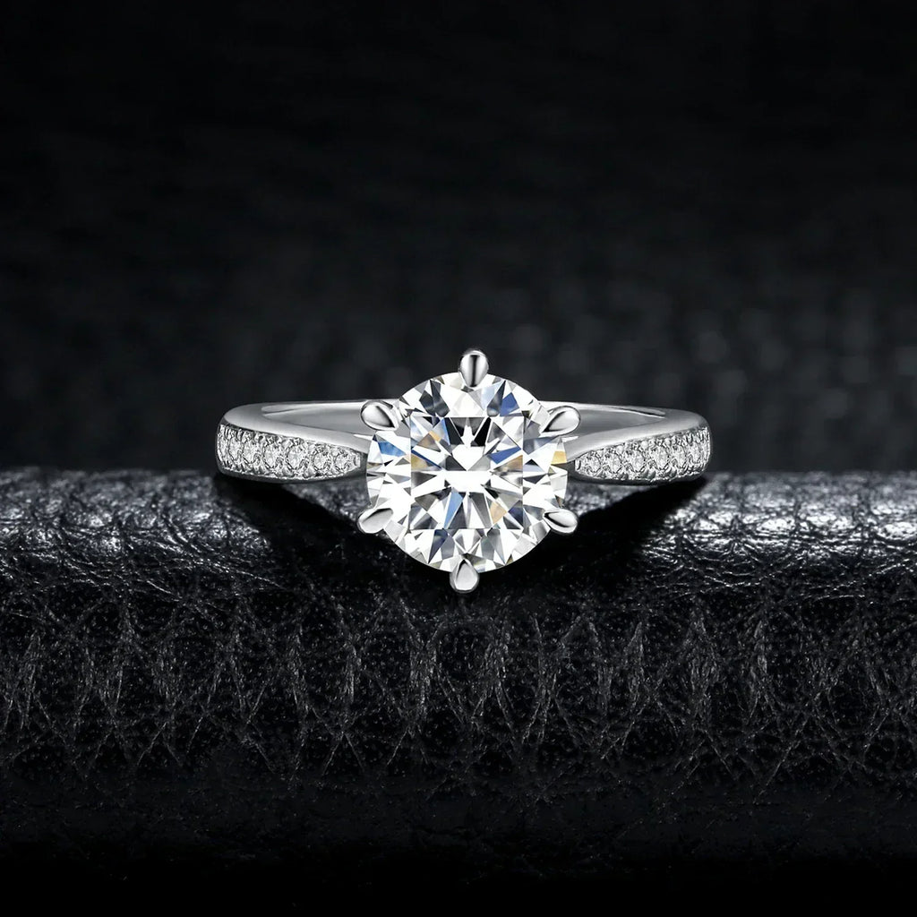 JewelryPalace Bague de fiançailles en argent sterling S925, couleur D, moissanite ronde de 0,5 carat, 1 carat, 1,5 carat, 2 carats, 3 carats pour femme