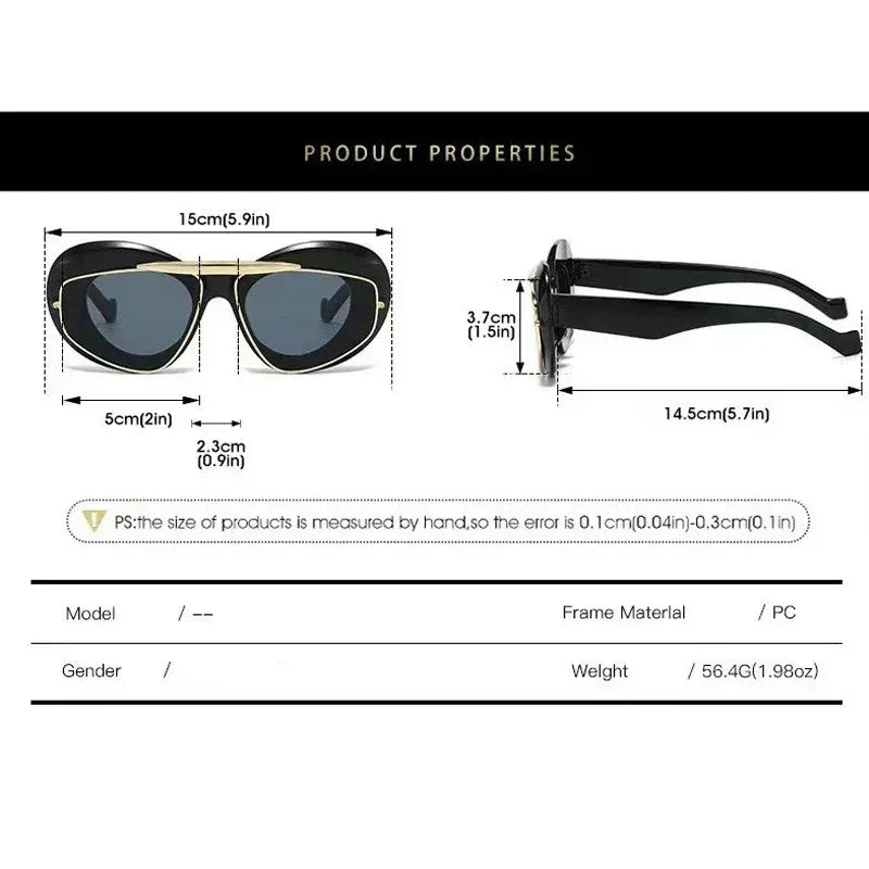 Nouvelles lunettes de soleil tendance Y2K à grande monture, verres œil de chat, style rétro, personnalité, anti-UV